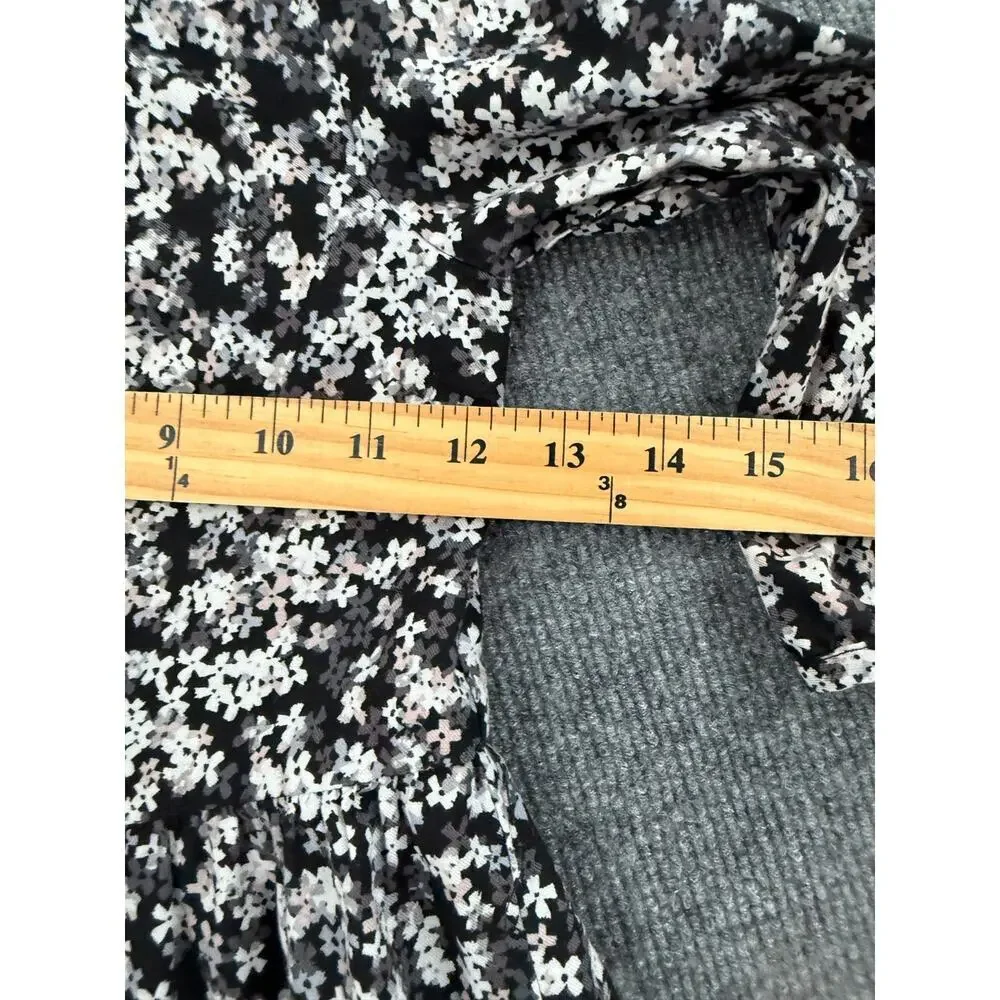 Baby Gap Girls Ditsy Floral Drop Waist Dress Size 4 Black Pink Lined 100% Cotton